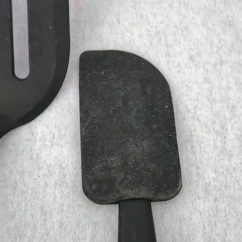 Food Network Black Silicone Slotted Turner Spatula Spoon Serve Utensil Set Of 3